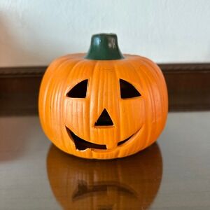 Vintage Kmart Halloween Jack-O-Lantern Pumpkin Ceramic Luminary Decor 6 Inch